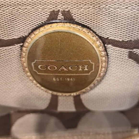 Coach Signature Brown and Gold Tote Bag - Picture 2 of 8
